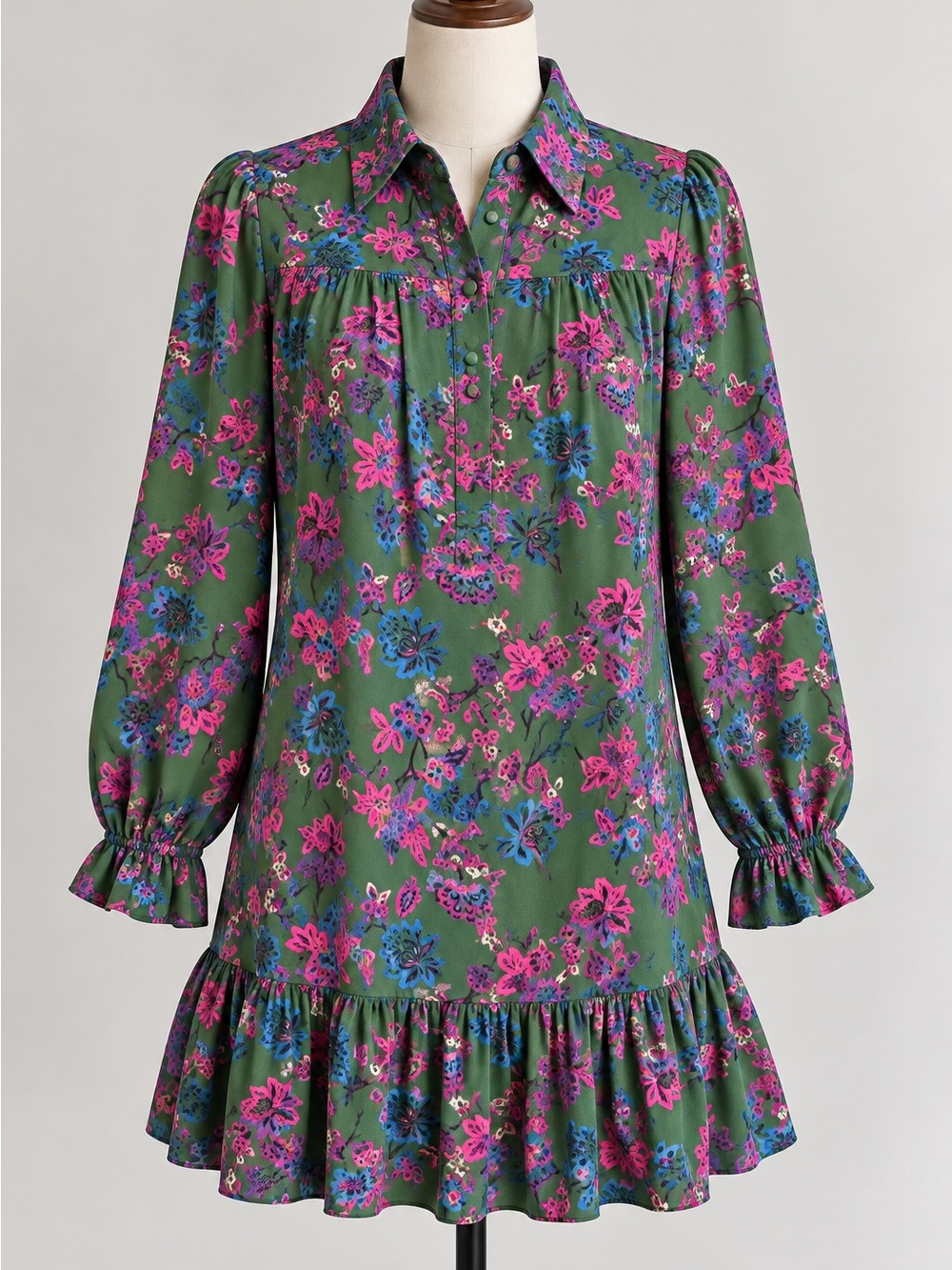 Nordstrom NWT Green Floral Long Sleeve Dress New Fall
